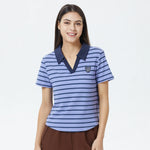 Purple Striped Polo Shirt for Women Image
