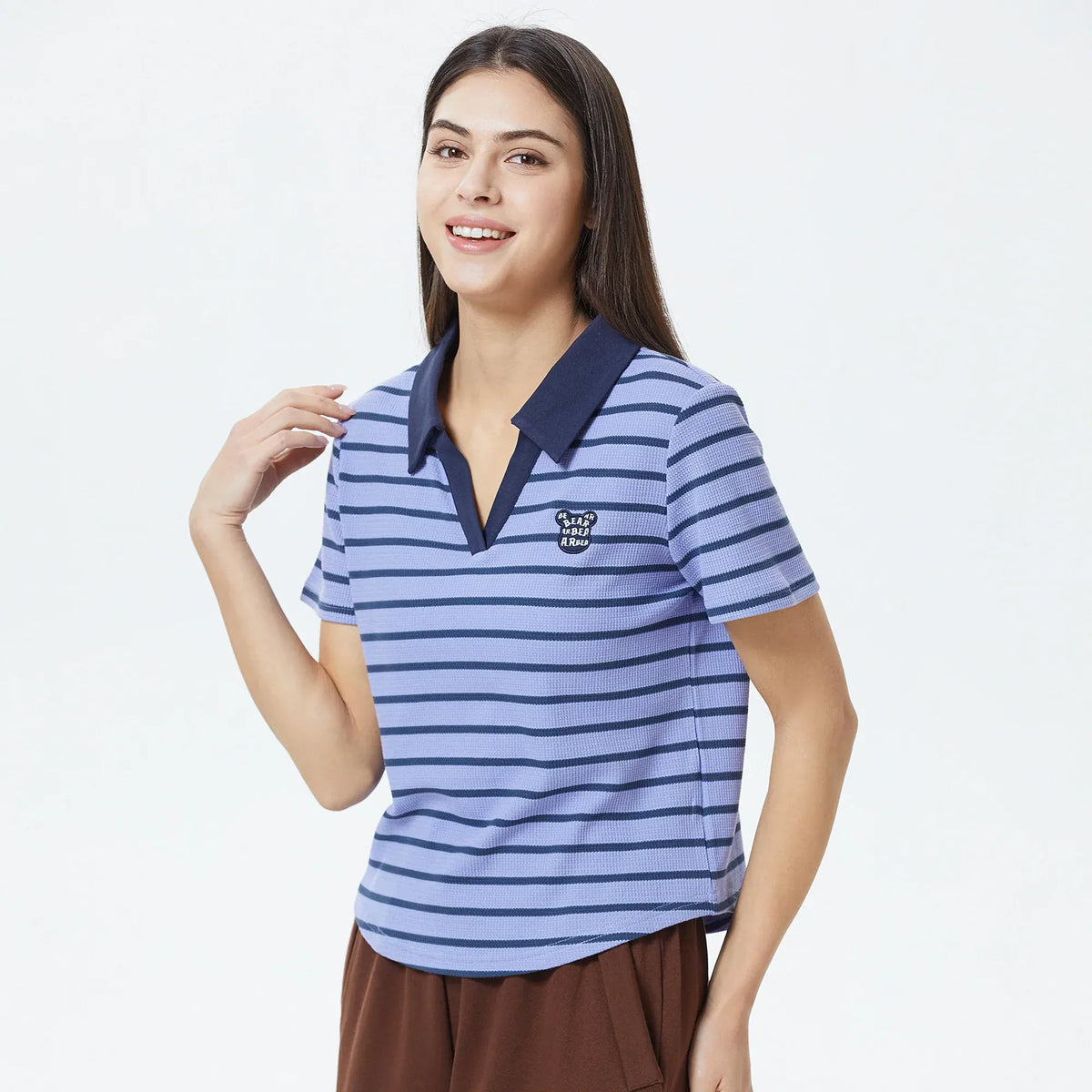 Striped Polo Shirt for Women Image