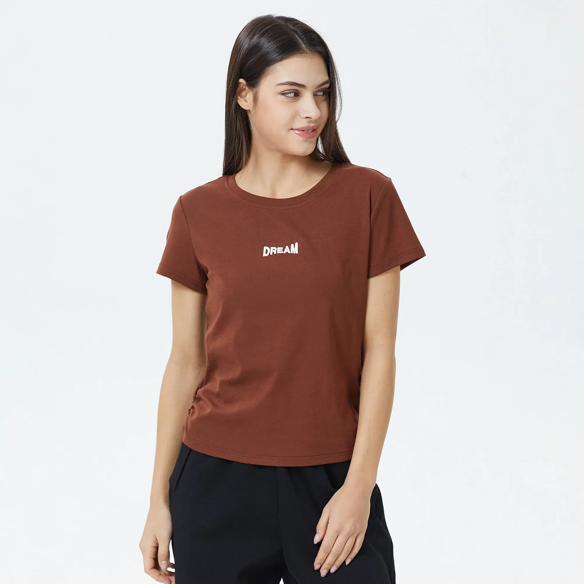 Brown Embroidery T.Shirt for Women Image