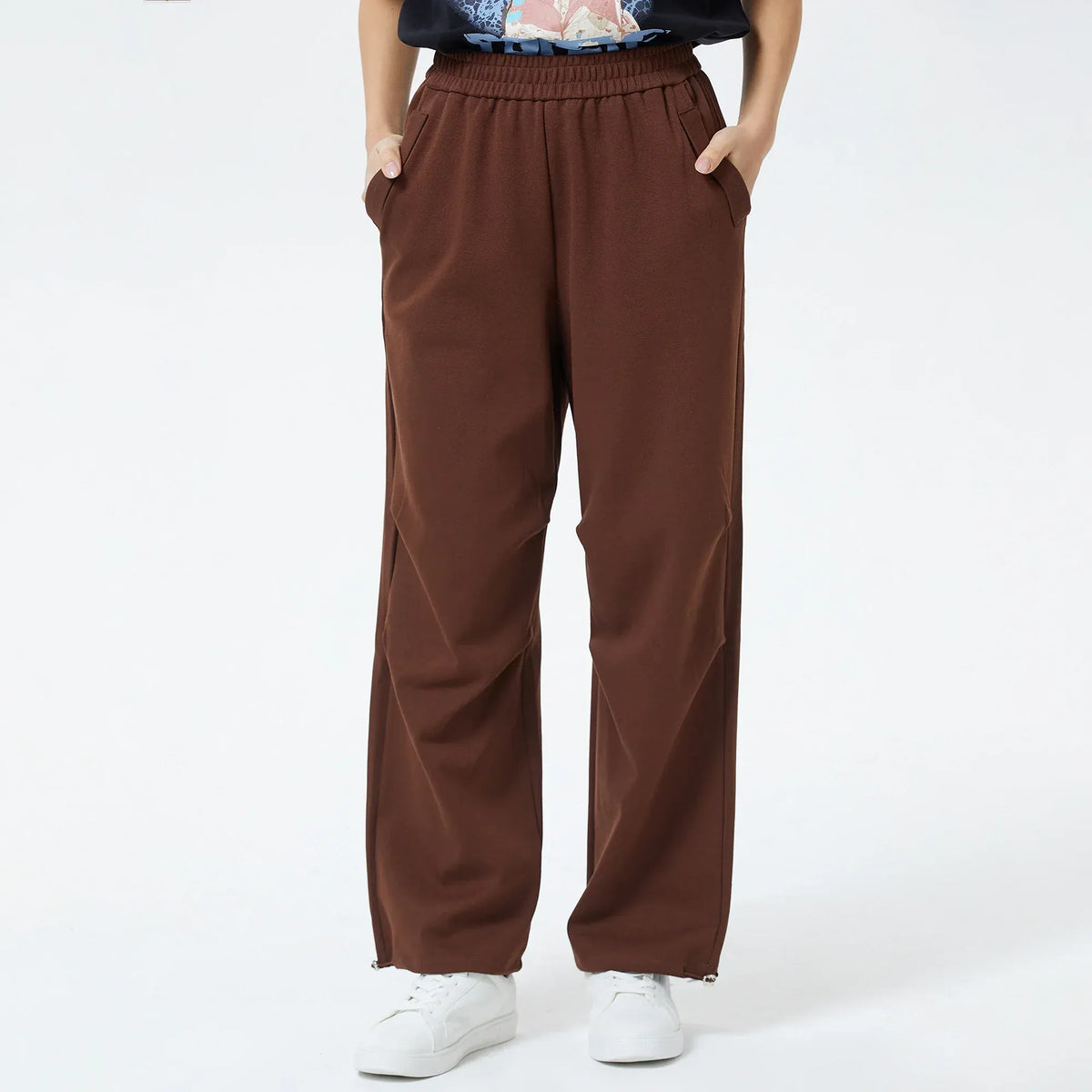 Dark-Brown Plain Pants for Women Image