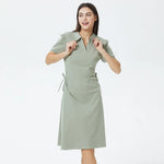 Green Plain Dress for Women Image
