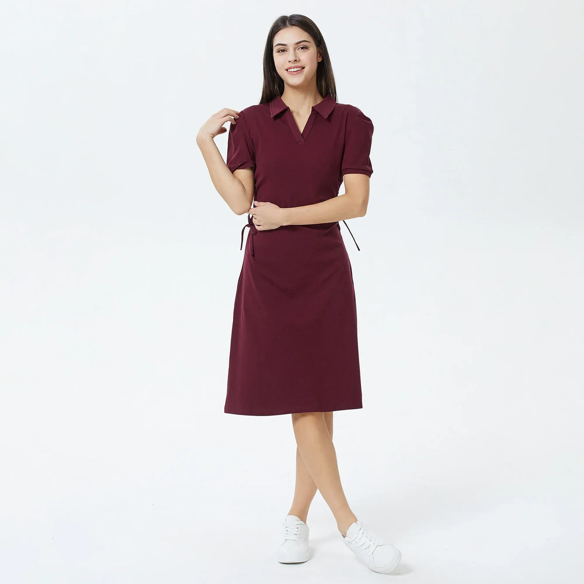 Maroon Plain Dress for Women Image