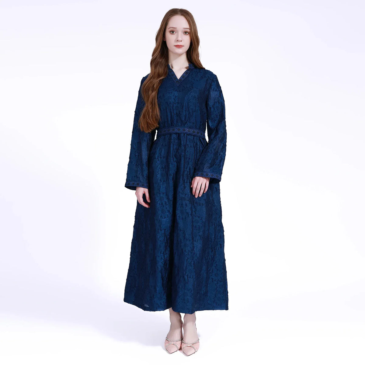 Navy Floral Galabia for Women Image