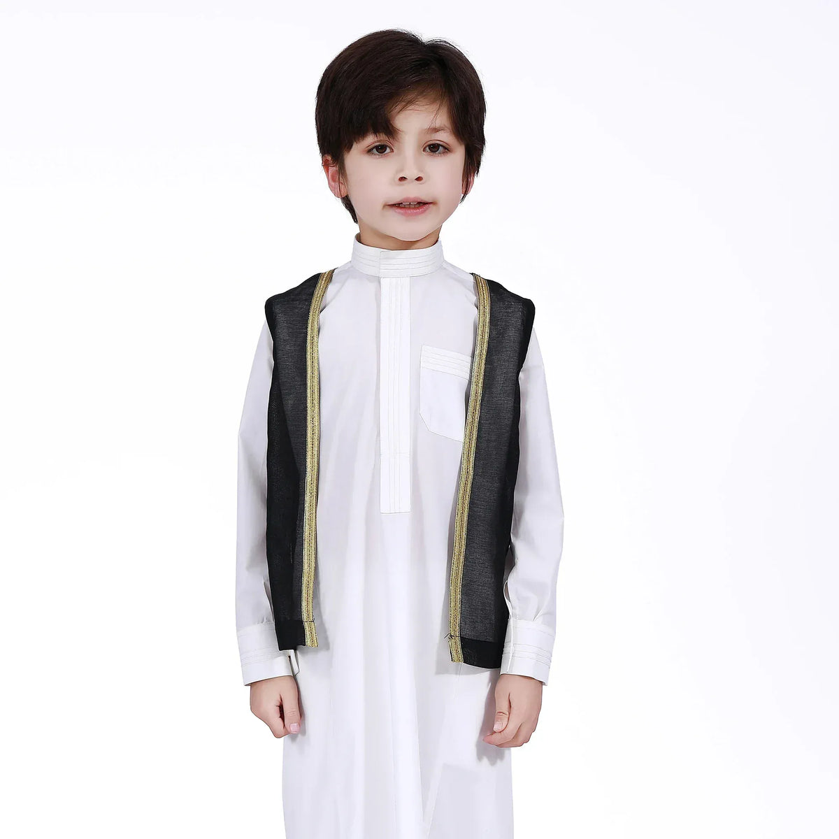 Black Embroidery Waistcoat For Boys Image