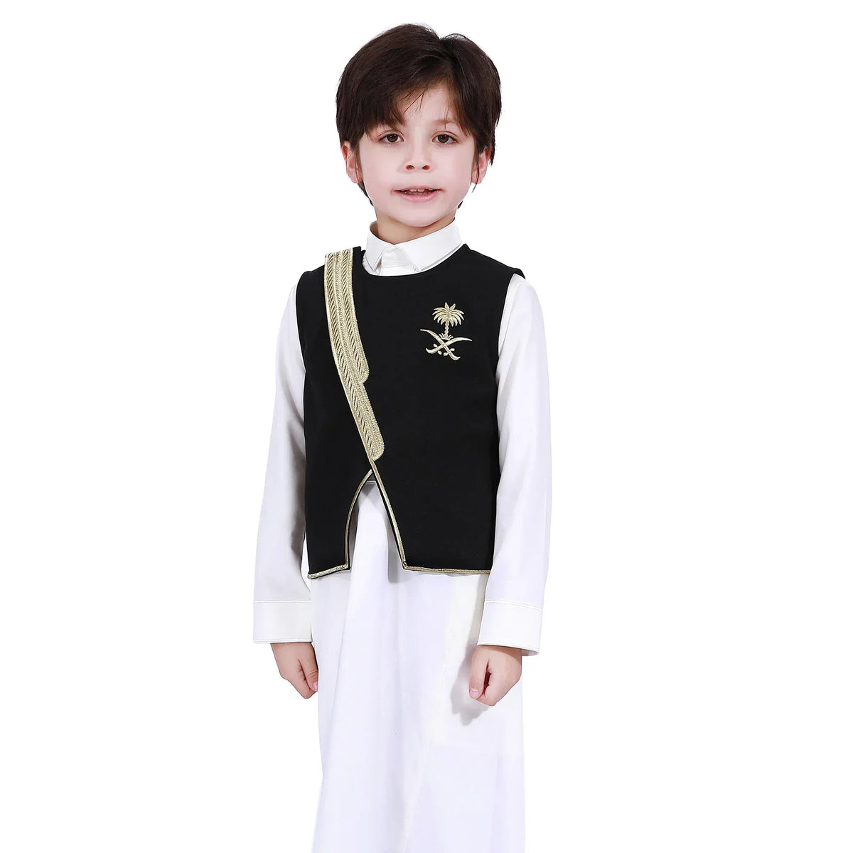 Black Embroidery Waistcoat For Boys Image