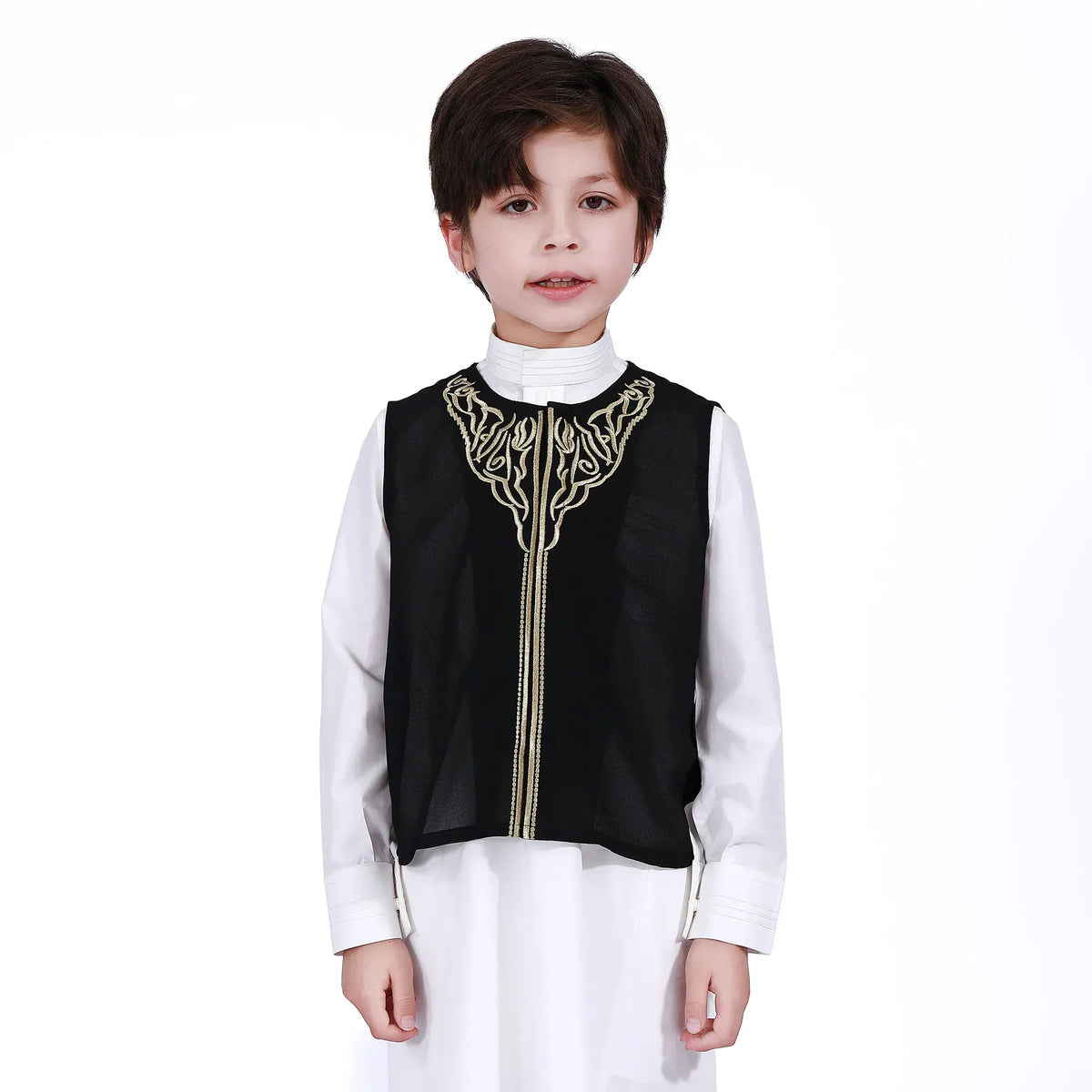 Black Embroidery Waistcoat For Boys Image