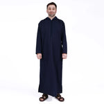 Dark Blue Striped Arabic Thoub For Men Image