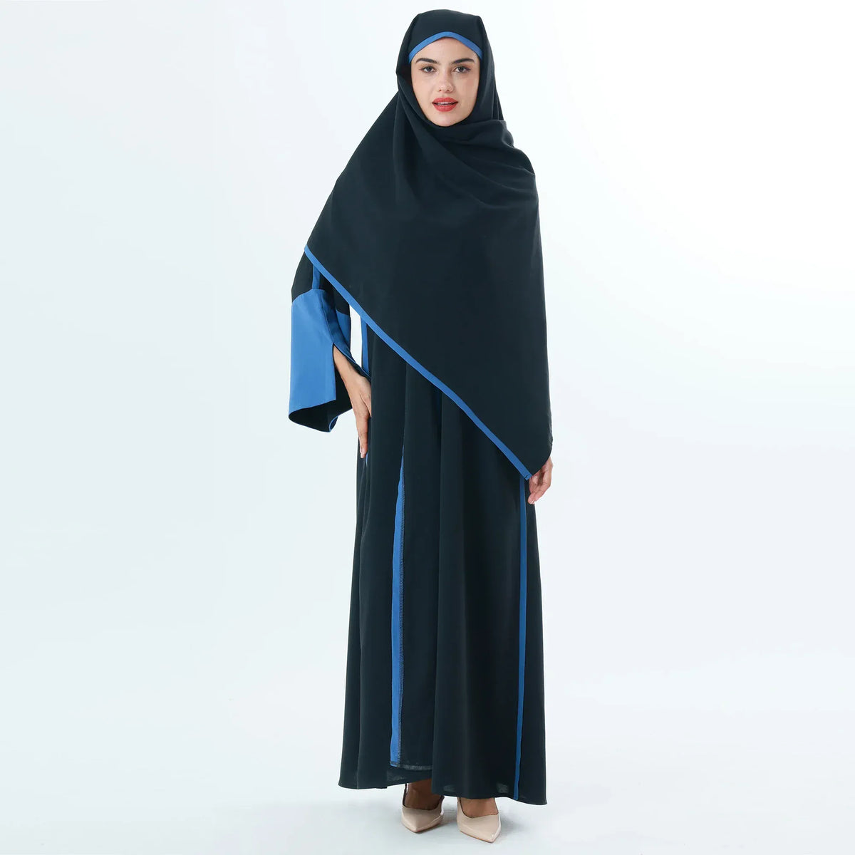 Black Color-Blocked Arabic Abaya For Women Image