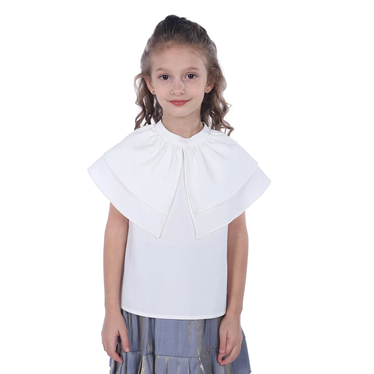 Off White Plain Formal Blouse For Girls Image