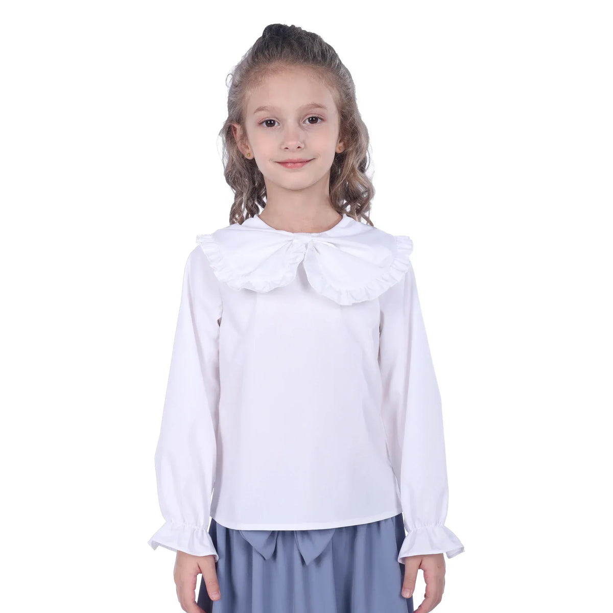 Off White Plain Formal Blouse For Girls Image