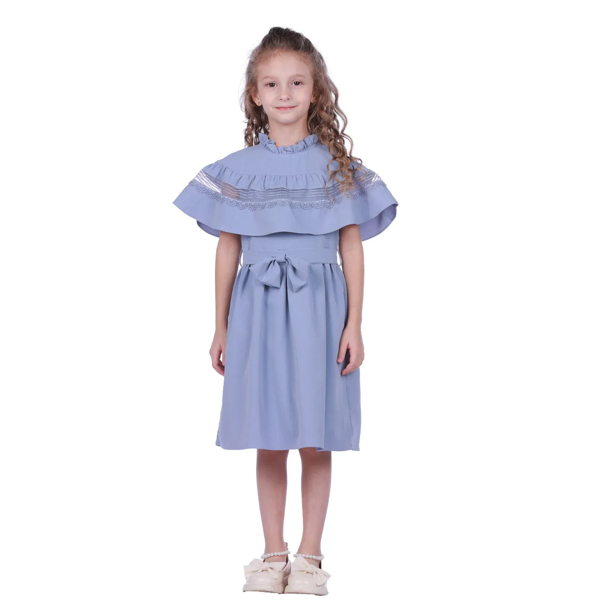 Blue Purple Floral Formal Dress For Girls Image