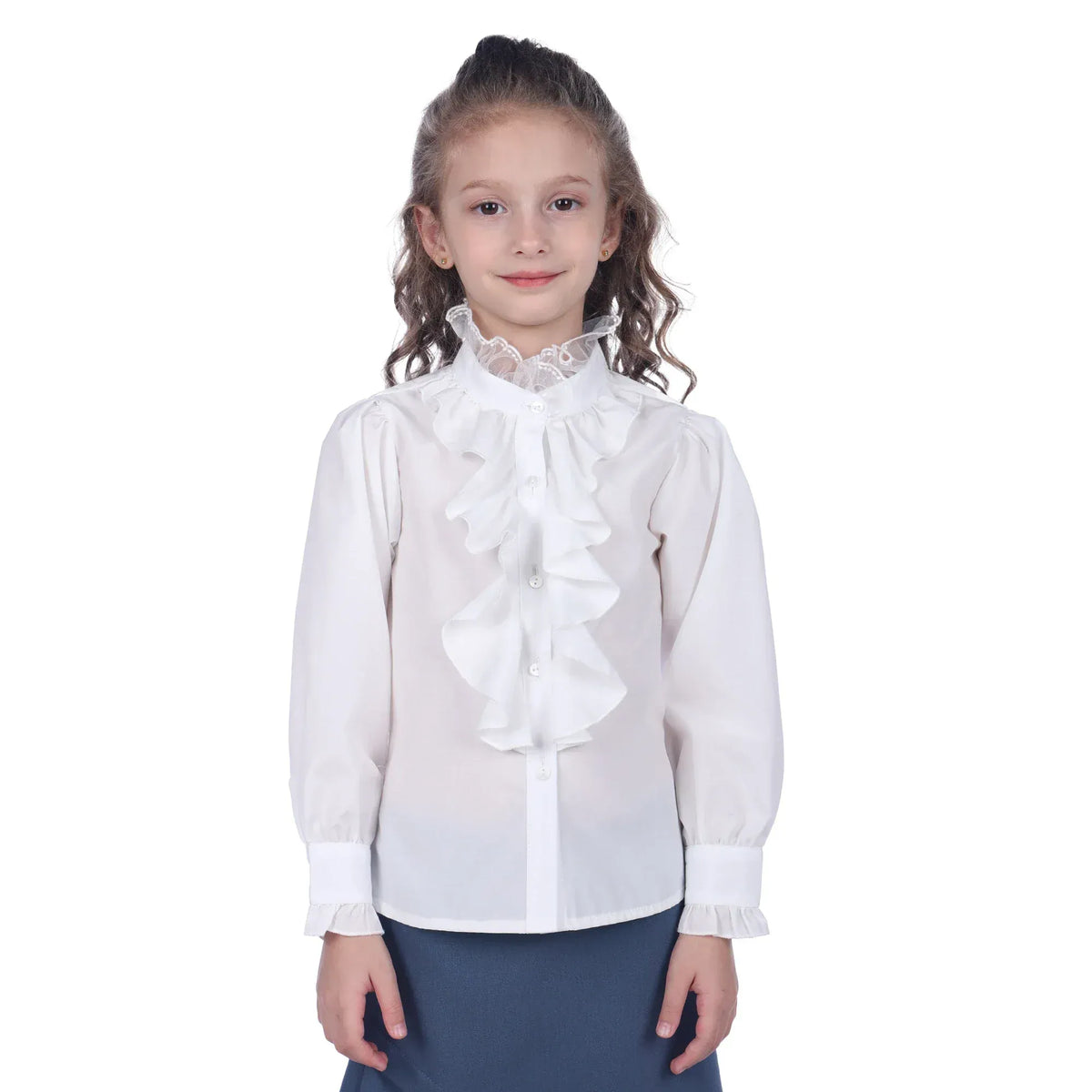 Off White Plain Formal Shirt For Girls Image