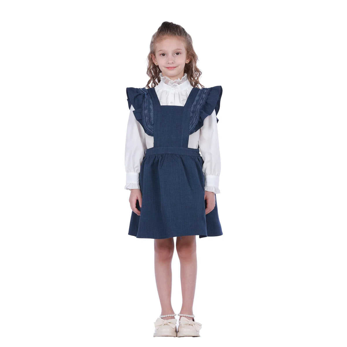Navy Embroidery Formal Dress For Girls Image