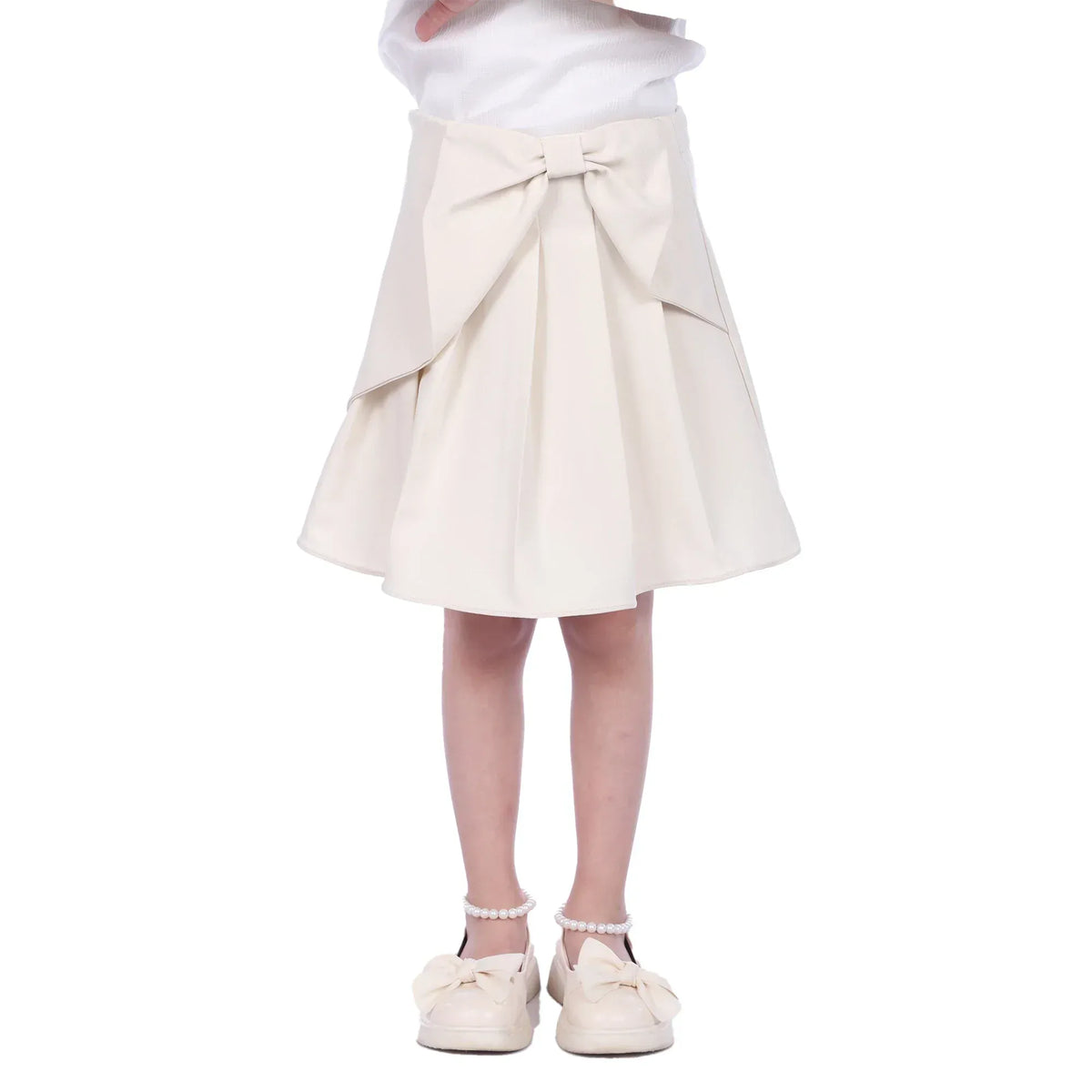 Beige Plain Formal Skirt For Girls Image
