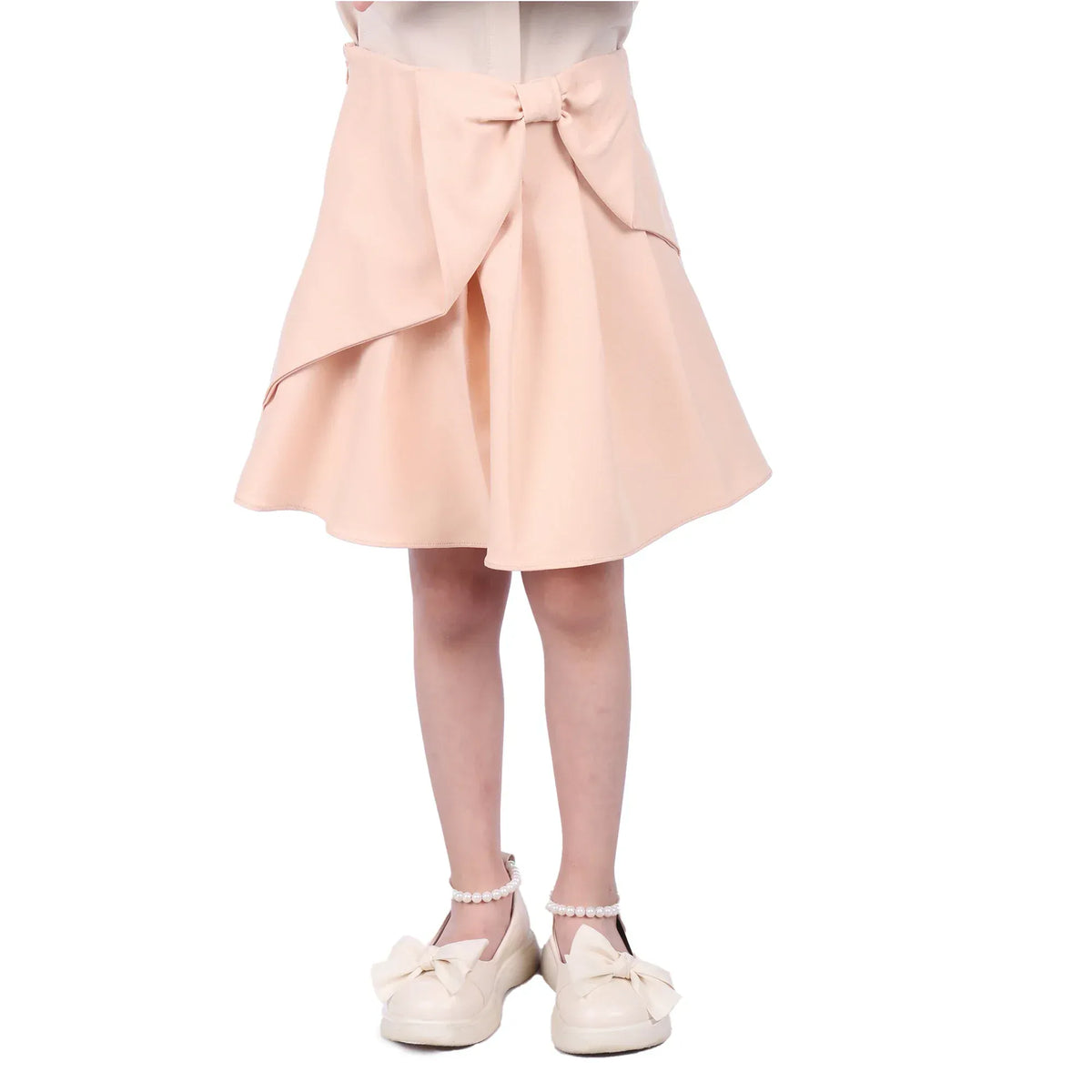 Pink Beige Plain Formal Skirt For Girls Image