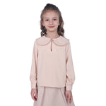 Pink Beige Embroidery Formal Blouse For Girls Image