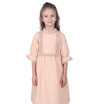 Pink Beige Embroidery Formal Dress For Girls Image