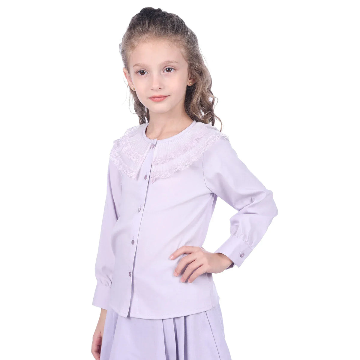 Laced Formal Shirt For Girls Image