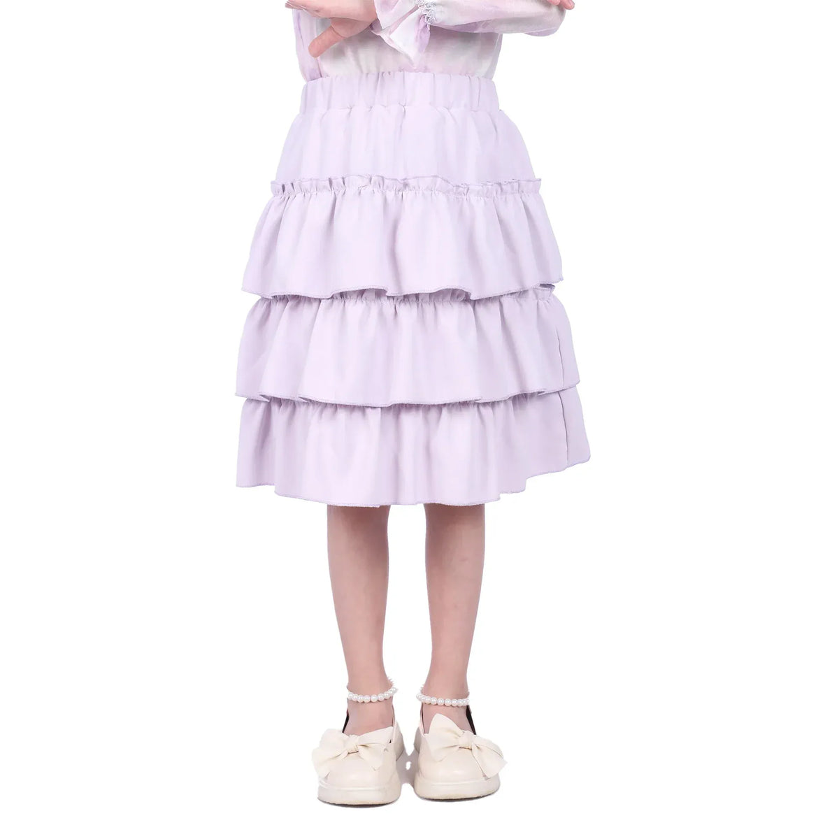 Light Purple Plain Formal Skirt For Girls Image
