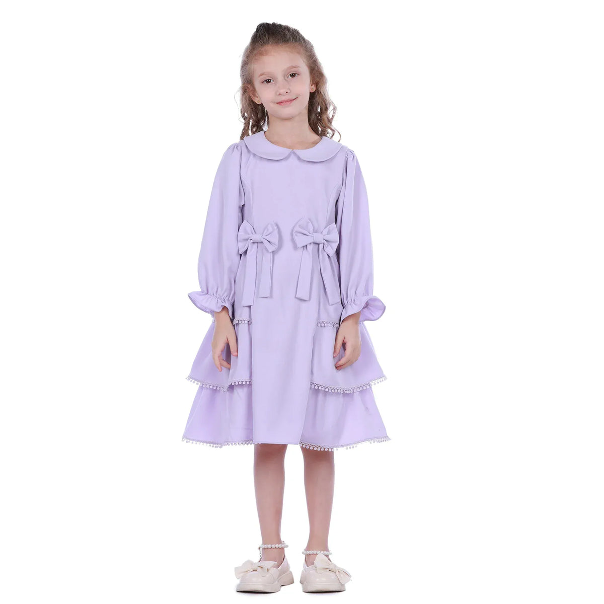Light Purple Embroidery Formal Dress For Girls Image