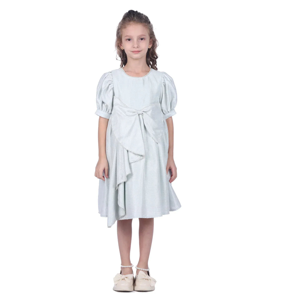 Bean Green Beaded Facny Dress for Girls Image
