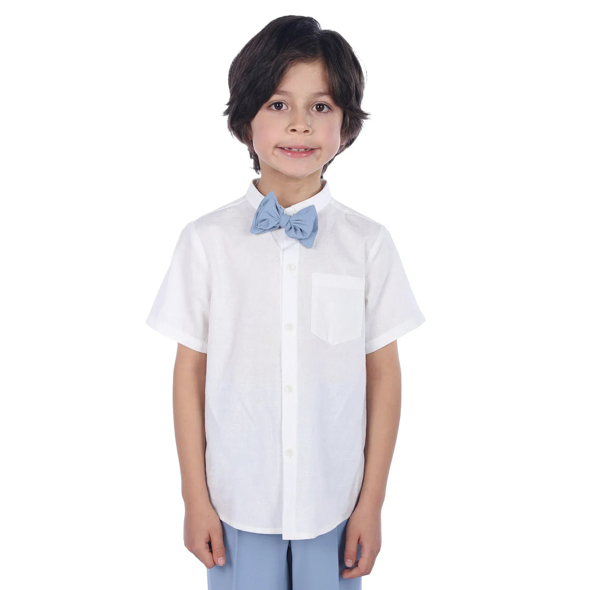 Off White Plain Formal Shirt For Boys Image
