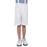 Off White Plain Formal Shorts For Boys Image