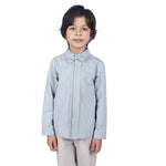 Grey Green Solid Formal Shirt For Boys Image