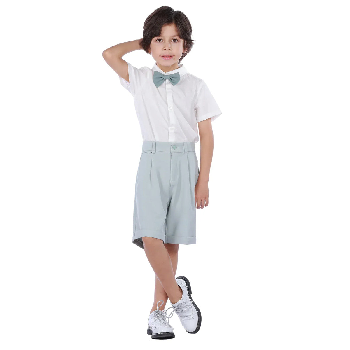 Off White Plain Formal Shirt For Boys Image