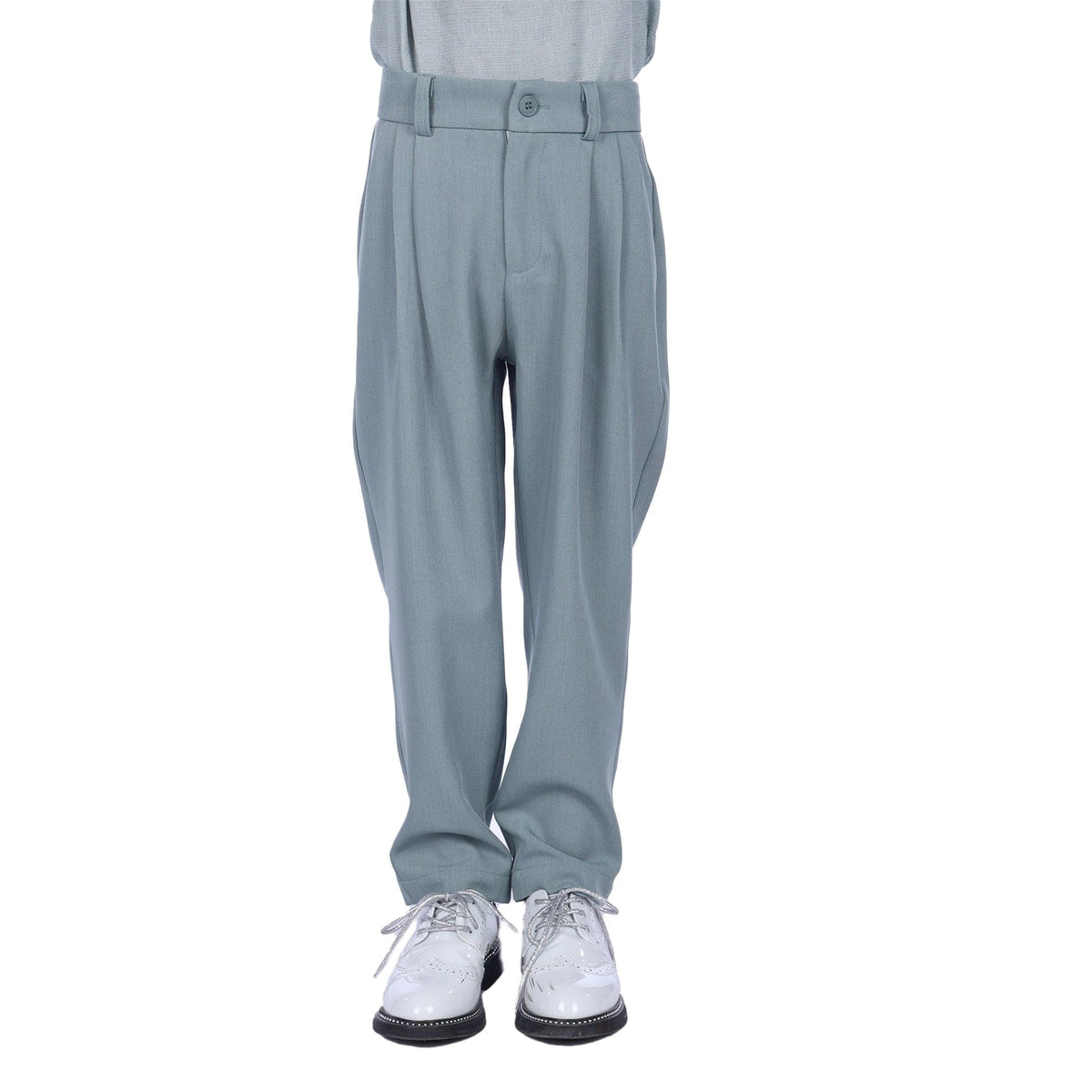 Green Plain Formal Pants For Boys Image