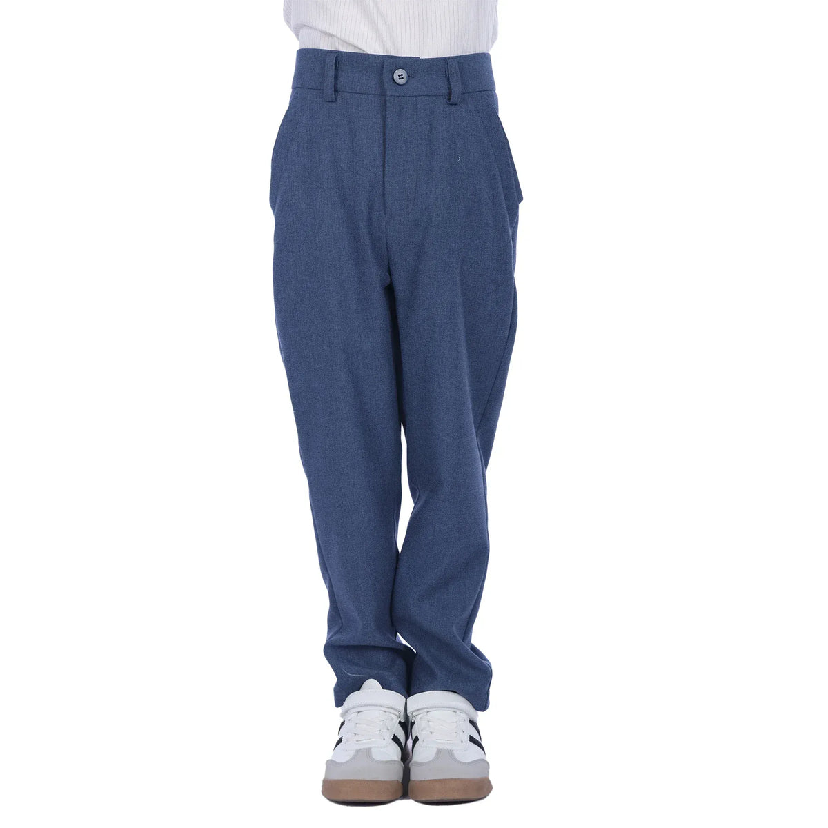 Navy Solid Formal Pants For Boys Image