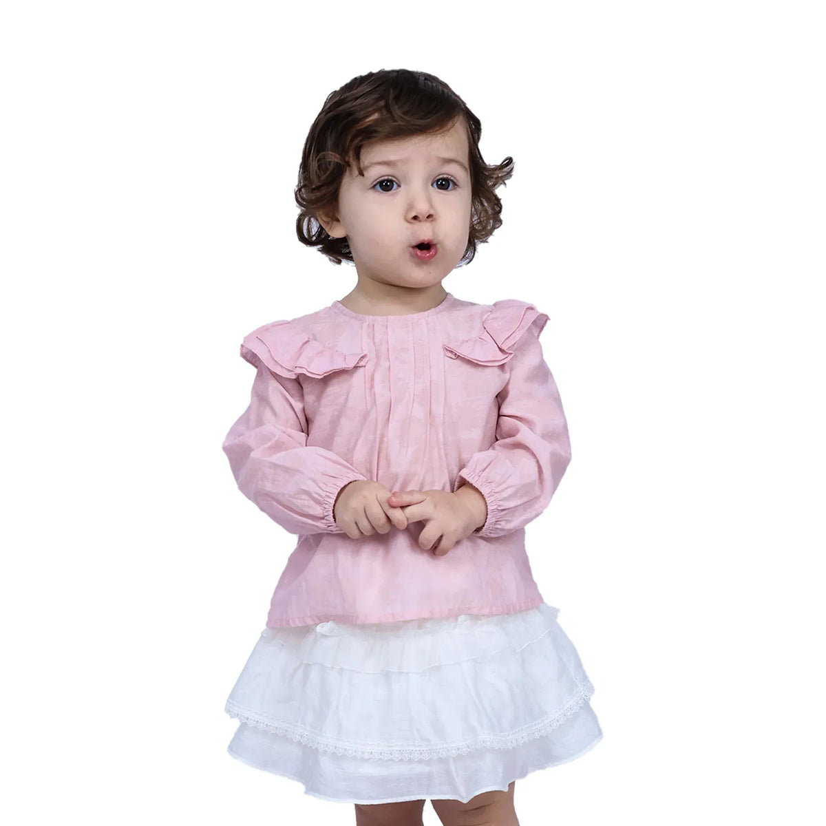 Light Pink Printed Formal Blouse For Baby girl Image