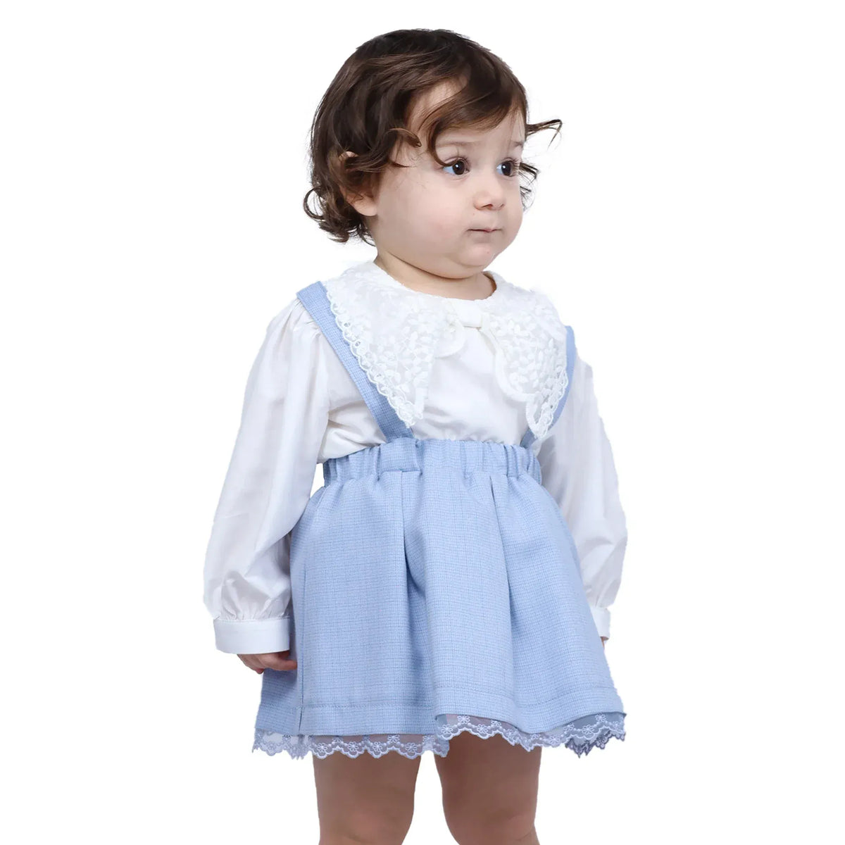 Light Blue Checked Formal Skirt for Baby girl Image