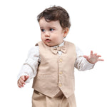 Khaki Plain Formal Waistcoat for Baby boy Image