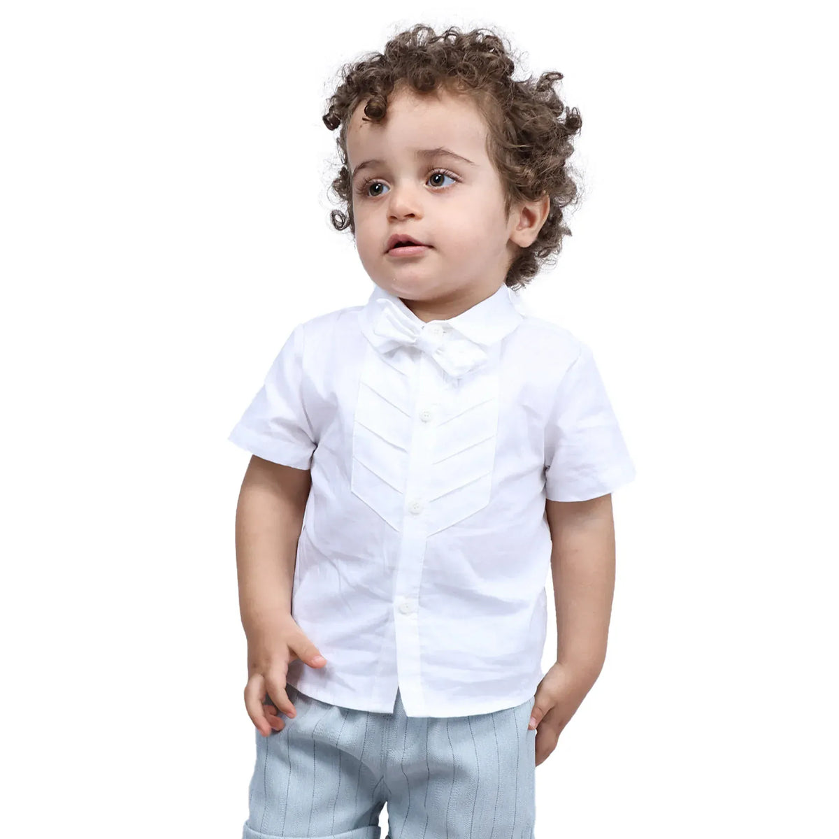 Off White Plain Formal Shirt For Baby boy Image
