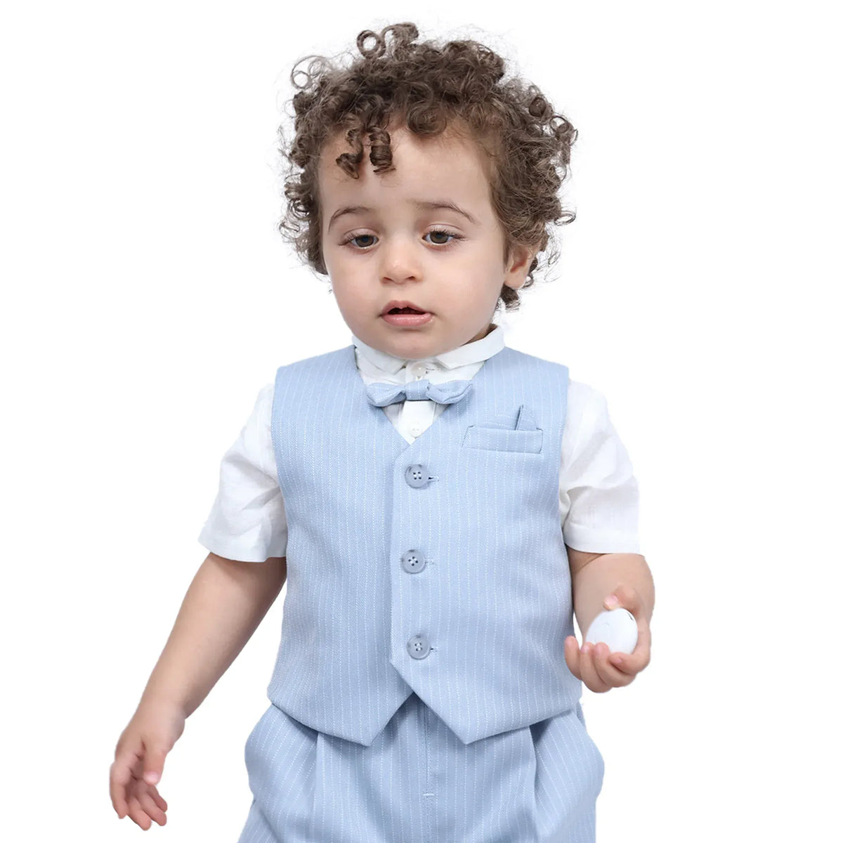 Light Blue Striped Formal Waistcoat For Baby boy Image