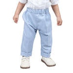 Light Blue Striped Formal Pants For Baby boy Image