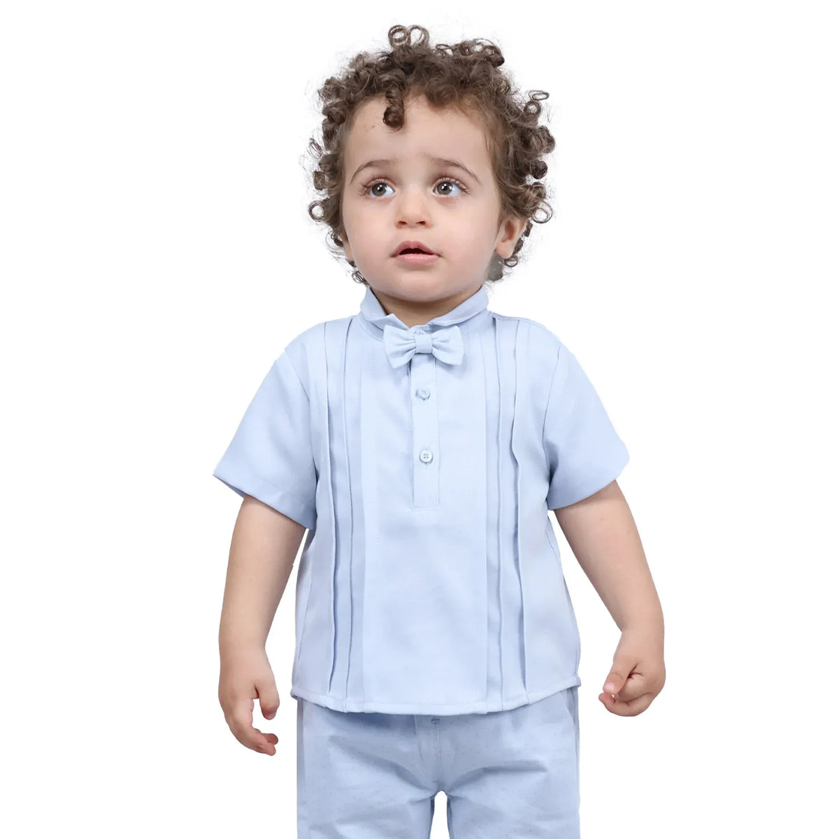 Grey Blue Plain Formal Blouse For Baby boy Image