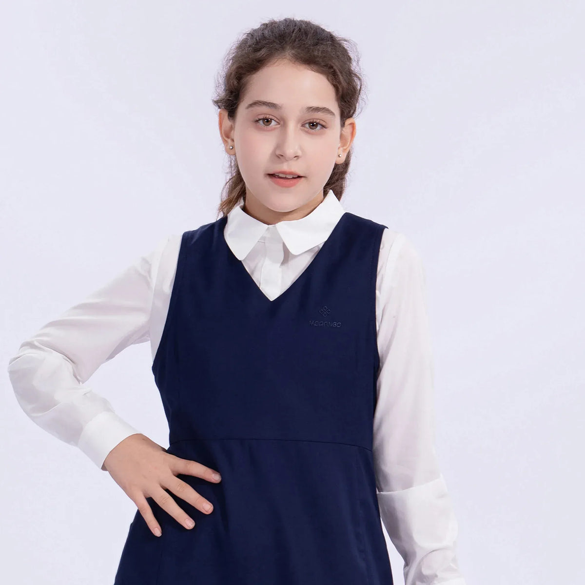 Embroidery Uniform Dress for Girls Image