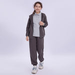 Dark Grey Embroidery School Sport Pants for Girls Image