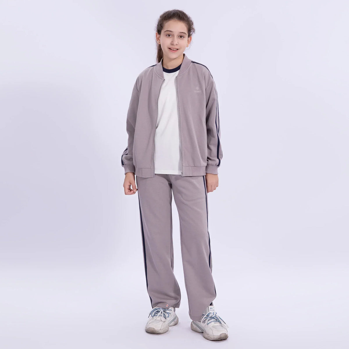Light Grey Embroidery School Sport Jacket for Girls Image