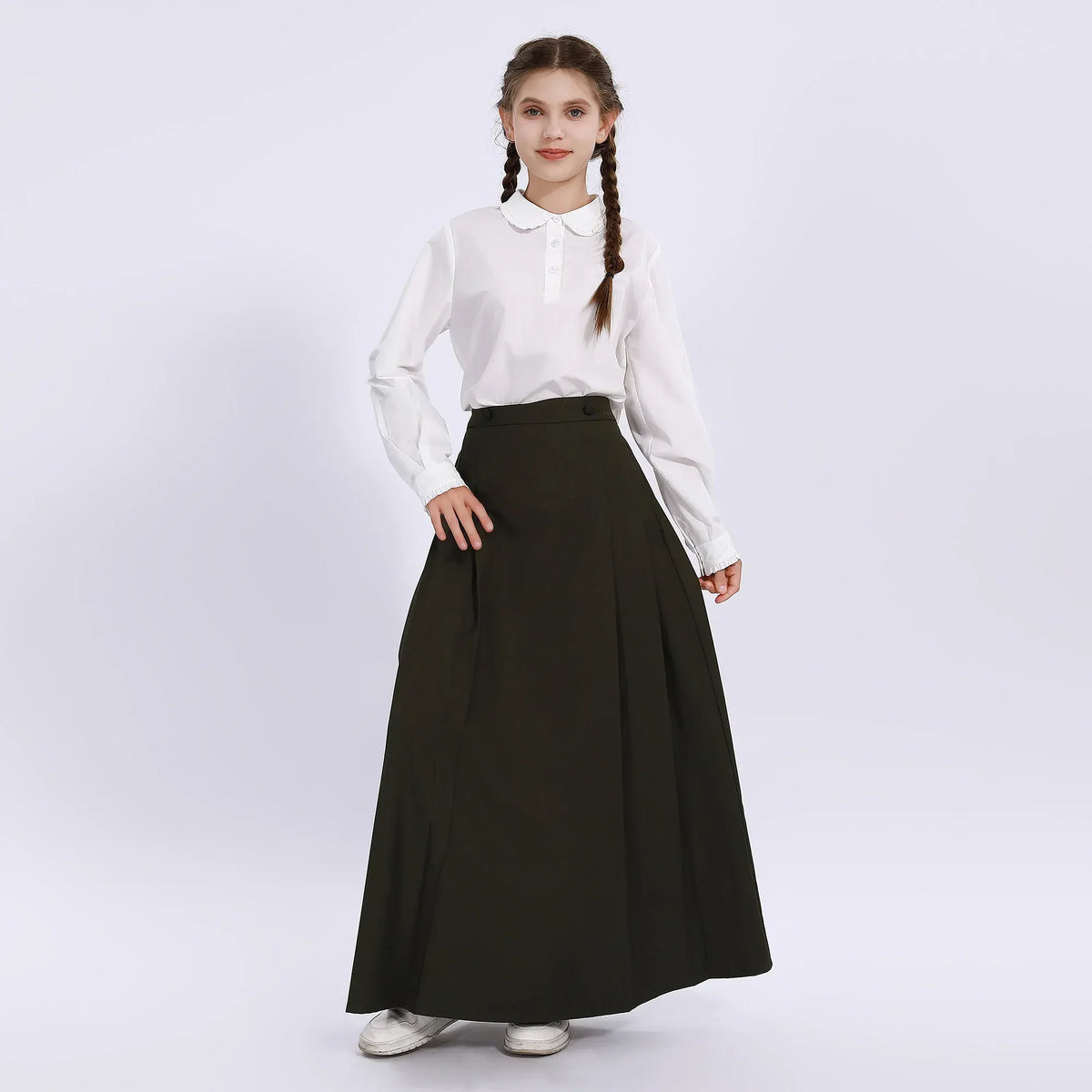 White Embroidery Uniform Blouse for Girls Image