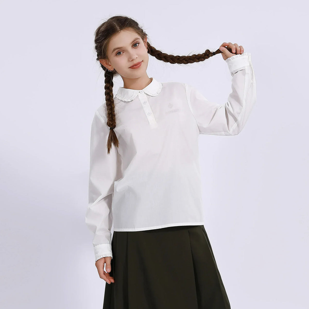 Embroidery Uniform Blouse for Girls Image