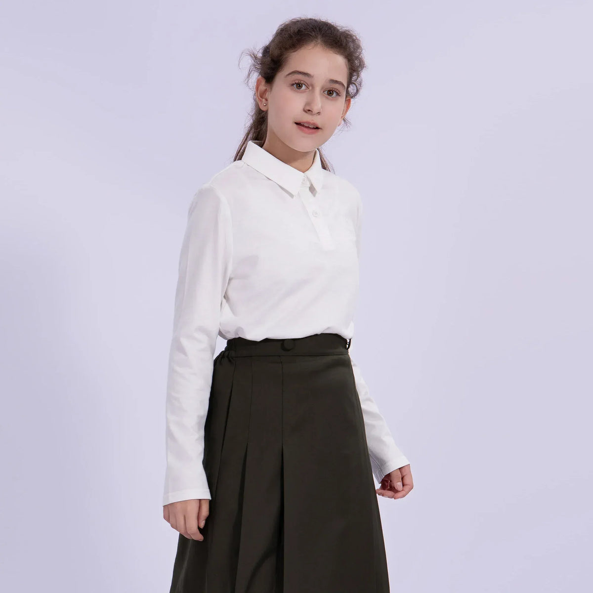 Embroidery Basic Polo Shirt for Girls Image