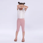 Light Pink Embroidery Basic Leggings for Girls Image