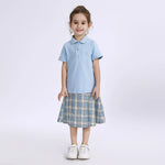 Light Blue Embroidery School Sport Polo Shirt for Girls Image