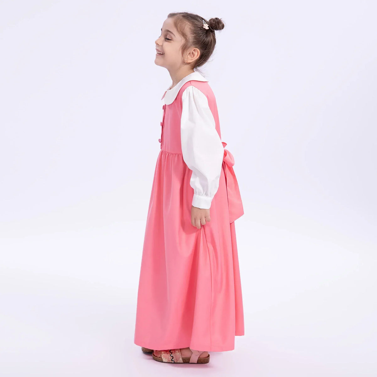 Color-Blocked Uniform Dress for Girls Image