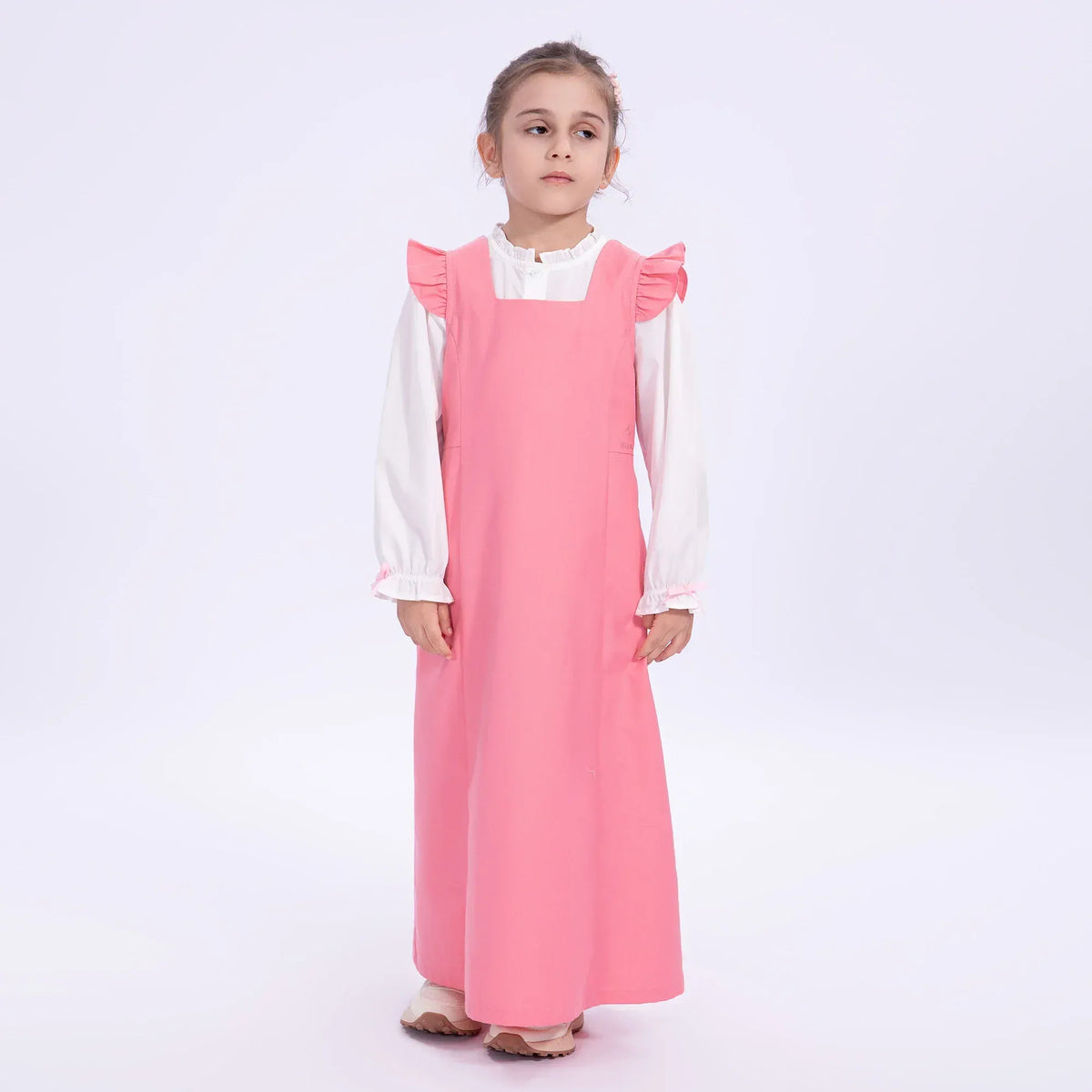 Dark Pink Embroidery Uniform Dress for Girls Image