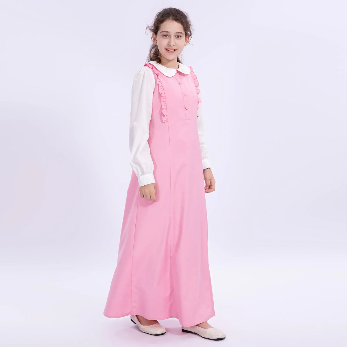 Color-Blocked Uniform Dress for Girls Image
