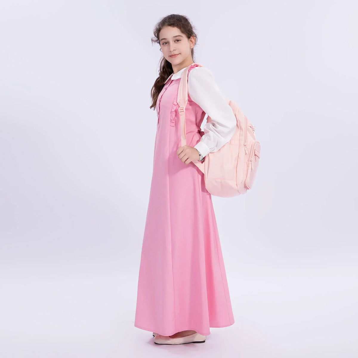 Color-Blocked Uniform Dress for Girls Image